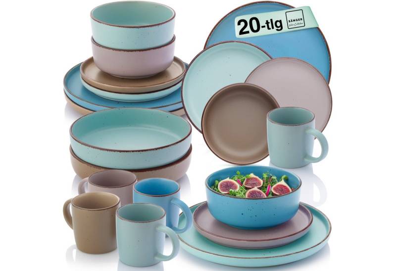 SÄNGER Geschirr-Set Bombay (20-tlg), 4 Personen, Steingut, Bombay Meeresboden, Handmade, Erweiterbar, VALUE COLLECTION von SÄNGER