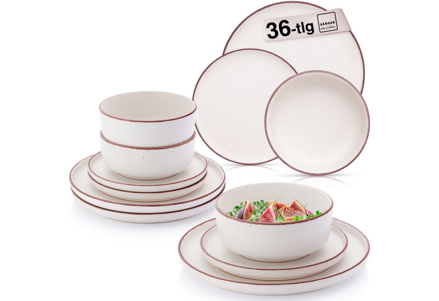 SÄNGER Geschirr-Set Bombay (36-tlg), 12 Personen, Steingut, Bombay Ivory, Handmade, Erweiterbar, VALUE COLLECTION von SÄNGER