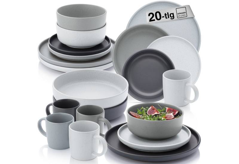 SÄNGER Geschirr-Set Leeds (20-tlg), 4 Personen, Steingut, Kombiservice Leeds, Handmade, Erweiterbar, VALUE COLLECTION von SÄNGER