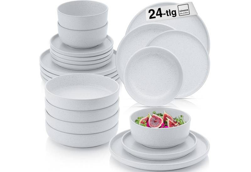 SÄNGER Geschirr-Set Leeds (24-tlg), 6 Personen, Steingut, Tafelservice Leeds Frost, Handmade, Erweiterbar, VALUE COLLECTION von SÄNGER