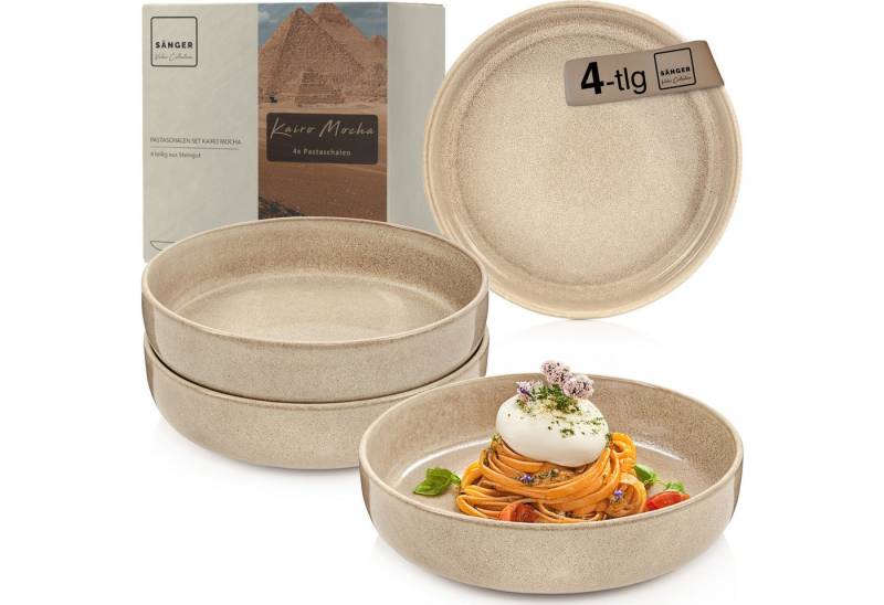 SÄNGER Speiseteller Kairo Mocha, (4 St), 4 tlg. Pastaschalen Set, Steingut, Handmade, VALUE COLLECTION von SÄNGER