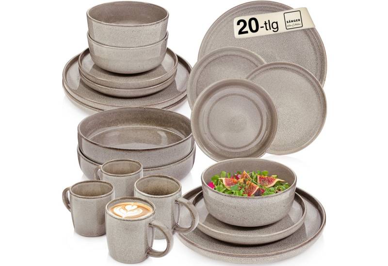 SÄNGER Tafelservice Kairo Geschirrset (20-tlg), 4 Personen, Steingut, Kairo Clay, Handmade, Erweiterbar, VALUE COLLECTION von SÄNGER