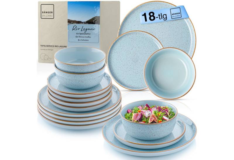 SÄNGER Tafelservice Rio Geschirrset (18-tlg), 6 Personen, Steingut, Handmade, Blau, Erweiterbar, VALUE COLLECTION von SÄNGER