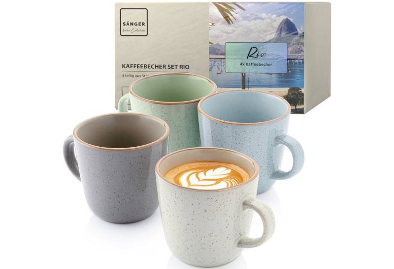 SÄNGER Tafelservice Rio Geschirrset (4-tlg), 4 Personen, Steingut, Kaffeebecher Set 430 ml, Steingut, Handmade, VALUE COLLECTION von SÄNGER