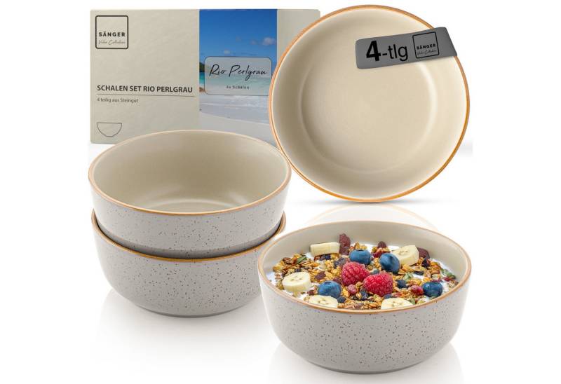 SÄNGER Teller Rio, (4 St), Rio Perlgrau, 4x Schalen, Steingut, Handmade, VALUE COLLECTION von SÄNGER