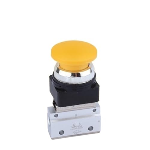 1/8" PT Innengewinde Dreiwege-Pneumatikventil mit zwei Positionen MOV-01 MOV-02 MOV-03A mechanisches Druckknopfschaltventil MOV-321(MOV-03A-Yellow-Mogu) von SAEVVCJWW