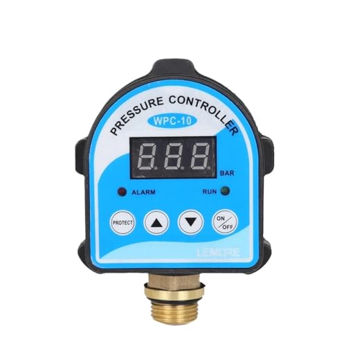 Druckkontrollschalter, digitale LED-Anzeige, Wasserpumpe G1/4" G3/8" G1/2" WPC-10, elektronischer Reglersensor mit Adapter(Interface 15.5mm) von SAEVVCJWW