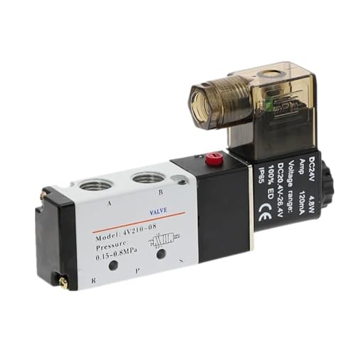 Fünfwege-Magnetventil mit zwei Positionen 4V210-08 1/4 Zoll Schnittstellengröße DC12V, 24V. AC110V, 220V, pneumatische Teile pneumatisches Ventil(DC12V) von SAEVVCJWW