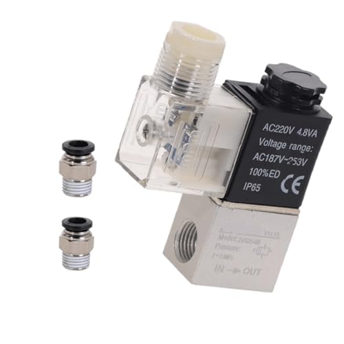 Pneumatisches Luftmagnetventil 2V025-08, 2 Positionen, 2 Anschlüsse, 1/4 Zoll, normalerweise geschlossen, DC12 V, 24 V, AC110 V, 220 V(2V025-08 W PC 8-02,12V DC) von SAEVVCJWW