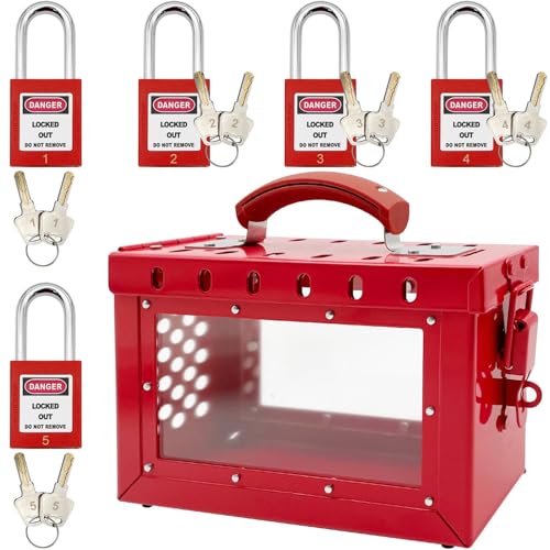 SAFBY Lockout Tagout Box Kit Tragbare Sicherheitsgruppe Vorhängeschloss Box mit 5 Loto Locks Lock Out Tag Out Station SAFBY Lockout Tagout Box Kit Tragbare Sicherheitsgruppe Vorhängeschloss Box mit 5 Loto Locks Lock Out Tag Out Station von SAFBY