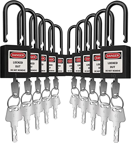 SAFBY Lockout Tagout Locks Loto Sicherheits-Vorhängeschloss, anders Schlüssel, OSHA Loto Safe Vorhängeschlösser für Lock Out Tag Out Stationen und Geräte (schwarze Nummer 1-10) von SAFBY