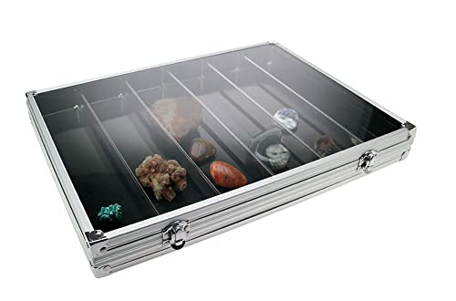 AFE Sammel-Vitrine Alu 5874 – Robuste Sammlervitrine mit 6 Fächern, 2 Schlössern & Metallverstärkung – Wandmontage & Flexible Nutzung – 395x300x45 mm, 40 mm Nutzhöhe von SAFE