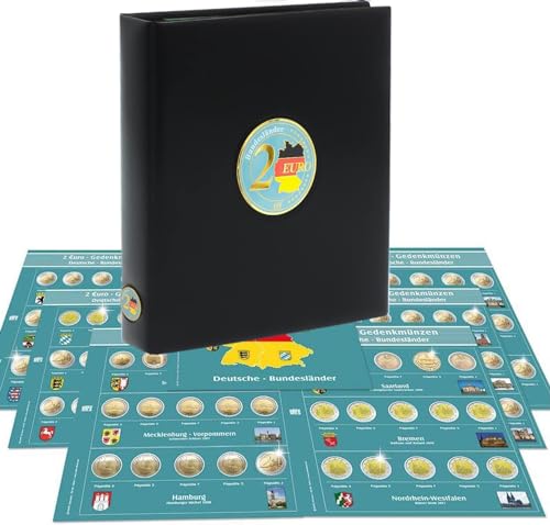 SAFE 7345 PREMIUM 2 Euro Münzen Sammelalbum Deutsche Bundesländer 2006-2021- Münzsammelalbum - für Ihre Coin Collection + 6 Münzblättern & farbigen Vordruckblättern von SAFE