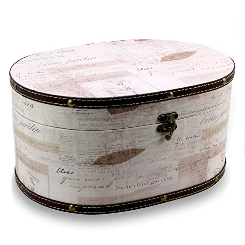 SAFE Holzkoffer Oval Retro weiß - ideal als Hochzeitsgeschenke für Brautpaar Geldgeschenke - Schatztruhe Hochzeit, Schatzkiste Kinder, Geschenk-Box, Holzkiste Antik - Mittel 25 x 19 x 12 cm von SAFE