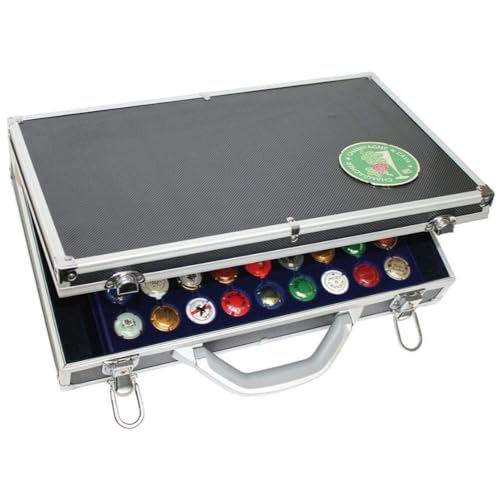 Safe Nr 271 Champagnerdeckel Kronkorken Sammelkoffer mit mehrfarbbiger 3D Metallplakette I 5 königsblauenTableaus für 270 Champagnerdeckel oder Kronkorken I Ca. 410 x 230 x 85 mm von SAFE