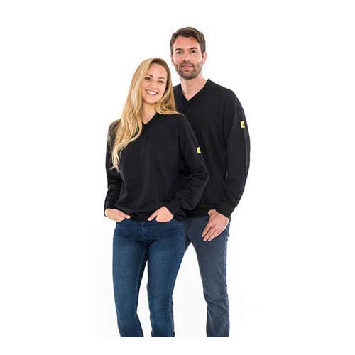 Safeguard SWS-THSS-BKXS-V-NECK ESD-Sweatshirt, V-Ausschnitt, 280g/m², XS, Schwarz von SAFEGUARD