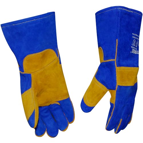 SAFETREE 14 Zoll Premium Faux-Leder Schweißerhandschuhe - Hitze- & Funkenbeständig, Robust für Grill, Ofen, Herd - Blau (blu) von SAFETREE