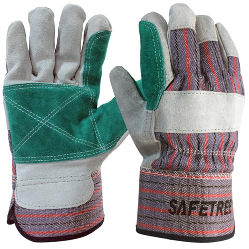 SAFETREE Robuste Lederhandschuhe für Männer und Frauen, Rindspaltleder, EN 388, Größe 10, für Garten- und Montagearbeiten (1, 10/XL) von SAFETREE
