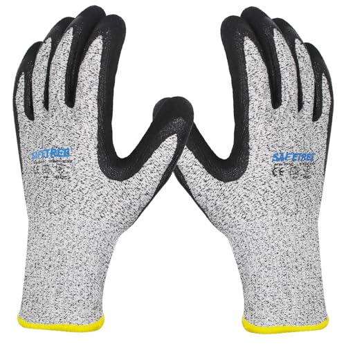 SAFETREE Schnittschutzhandschuhe, HPPE Schnittfeste Handschuhe, für Metzger, Küche, Austernöffnen, Fleischschneiden, Holzschnitzen und Garten (1, 8/M) von SAFETREE