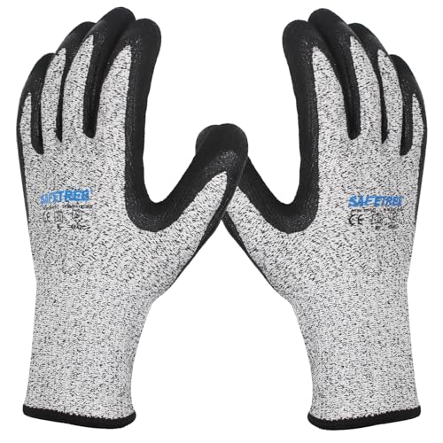SAFETREE Schnittschutzhandschuhe, HPPE Schnittfeste Handschuhe, für Metzger, Küche, Austernöffnen, Fleischschneiden, Holzschnitzen und Garten (1, 9/L) von SAFETREE