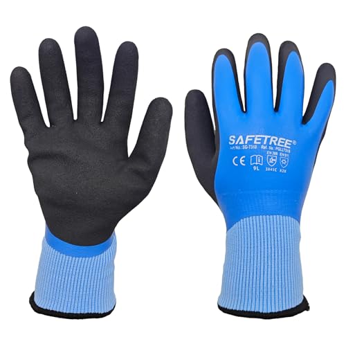 SAFETREE Winter Sicherheitshandschuhe: Wasserdicht, Rutschfest, Kälte- & Schnittschutz - Ideal für Outdoor, Skifahren, Kühllager, Eisfischen - Extrem warme & robuste Arbeitshandschuhe (1, 9/L) von SAFETREE