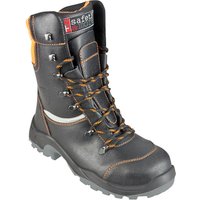 safety and more Schnittschutz-Stiefel, schwarz/orange, Leder/Polyester von safety and more