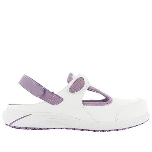 SAFETY JOGGER Arbeitsschuhe Damen - Carly - Leichter komfortabler Clogs aus Leder, ideal für Pflege, Küche oder Garten, Rutschfester und Stoßdämpfender Sicherheitsclog, Lila EU 39 von SAFETY JOGGER