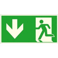 SafetyMarking Fluchtwegschild Aluminium Notausgang links, abwärts 15.A1015 (B x H) 300mm x 150mm IS von SAFETYMARKING