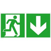 SafetyMarking Fluchtwegschild Aluminium Notausgang rechts, Richtungsangabe abwärts 15.3027 (B x H) von SAFETYMARKING