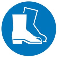 Gebotsschild Fußschutz benutzen Folie selbstklebend (Ø) 30mm ISO 7010 15St. von SAFETYMARKING