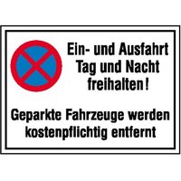 Verbotsschild Absolutes Haltverbot, Ein- und Ausfahrt Tag und Nacht freihalten Aluminium (B x H) 600 von SAFETYMARKING