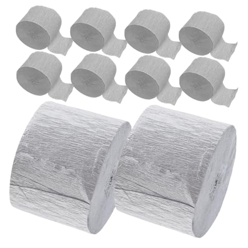 SAFIGLE 10 Rollen Silber Krepppapier Dekorollen Vielseitige Party Geburtstags-streamer Einfach Aufzuhängen für Hochzeits Festtagsdekorationen DIY Bastelmaterial von SAFIGLE