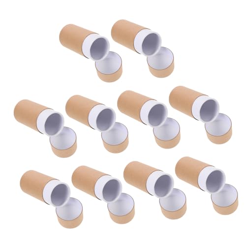 SAFIGLE 10 Stück Kraftpapier Zylinder Verpackungsboxen Stabile Runde Aufbewahrungsdosen für Ätherische Öle DIY Geschenkboxen Vielseitig für Hochzeit Geburtstag Weihnachten Geeignet von SAFIGLE