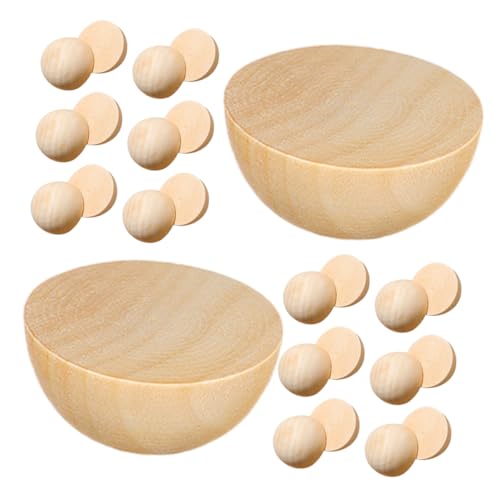 SAFIGLE 100 Stück Halbrunde Holzkugeln Naturbelassen DIY Basteln Holz Halbkreise für Kreative Projekte Partydeko und Handwerkszubehör von SAFIGLE