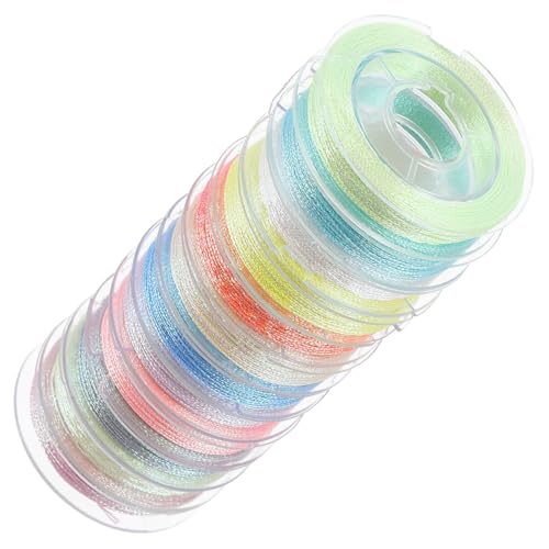SAFIGLE 12 Rollen Mehrfarbiges Multifunktionales Näh Stickgarn Leuchtendes Schimmerndes DIY embroiderie garn für Basteln Quilten Armbänder und Dekorationen Leicht und Praktisch von SAFIGLE