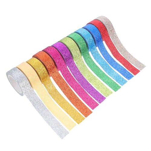 SAFIGLE 12 Rollen Teiliges Washi Tape mit Farben und Glitzer Farbiges DIY Papierklebeband für Scrapbooking Tagebuch Geschenkverpackung und Kreative Bastelprojekte von SAFIGLE