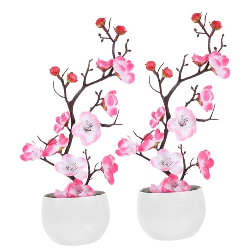 SAFIGLE Einzigartige Künstliche Topfpflanze 2 Stück Simulation Pflaumenblüte Bonsai Falsche Blumendekoration Für Zuhause von SAFIGLE