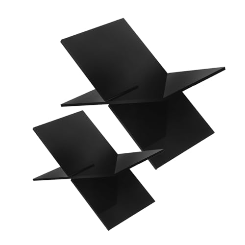 SAFIGLE 2 Stück Teiliges Acryl Buchhalter Offen Bücherregal Organizer für Zeitschriften und Kochbücher Schwarzes Display Regal für Wohnzimmer Büro Tisch Platzsparend und Stilvoll von SAFIGLE
