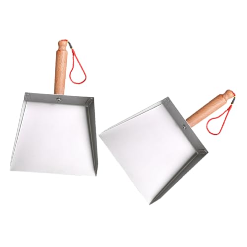 SAFIGLE 2 Stücke Kehrschaufel Kehrschaufel Metall Kleine Metall Kehrschaufel Holz Silber von SAFIGLE