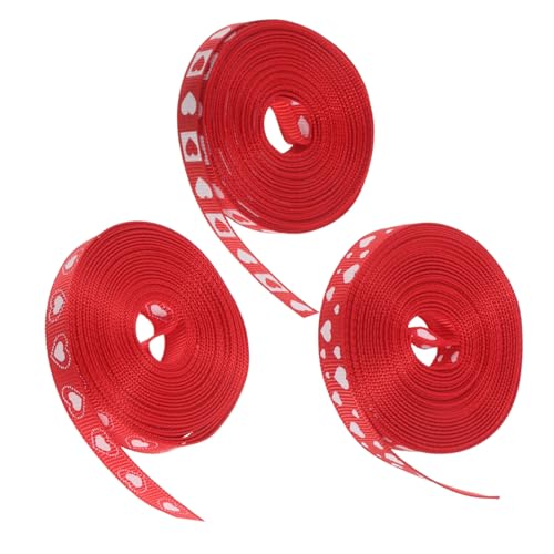 SAFIGLE 3 Rollen Rotes Satin Herzband Je für Valentinstag Muttertag Geburtstag Hochzeit Geschenkverpackung DIY Bastelband mit Romantischem von SAFIGLE