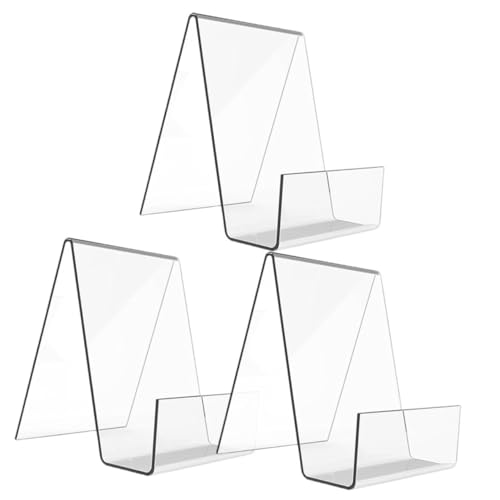 SAFIGLE 3 Stück Teiliges Acryl Buchständer Transparent Multifunktional als Notizbuch Regal und Desktop Buchstütze für Büro und Zuhause Leicht Stabil und Dekorativ von SAFIGLE