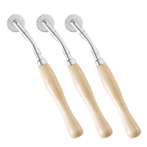 SAFIGLE 3 Stück Teiliges Kopierrad mit Gezacktem Rand und Ergonomischem Holzgriff Praktisches Schneiderwerkzeug für Vielseitig Einsetzbar zum Übertragen von Schnittmustern und von SAFIGLE