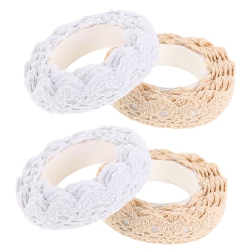 SAFIGLE 4 Rollen Bandbesatz Spitzenbandbesatz Washi Besatz Aufkleber Selbstklebendes Spitzenband Spitzenbordürenband Kartenherstellungsbedarf Bastelbänder Selbstklebendes Band von SAFIGLE