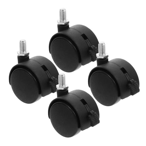 SAFIGLE 4 Stück Bürostuhlrollen mit Bremse Doppelräder Drehbar Gewinde Ersatzrollen für Schreibtischstuhl Möbel Bücherregal Belastbar und Verschleißfest von SAFIGLE