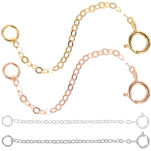 SAFIGLE 4 Stück Silber Verlängerungskette DIY Schmuckverlängerung für Halsketten Armbänder und Fußkettchen Modisch Robust und Vielseitig für Individuelle Schmuckgestaltung von SAFIGLE