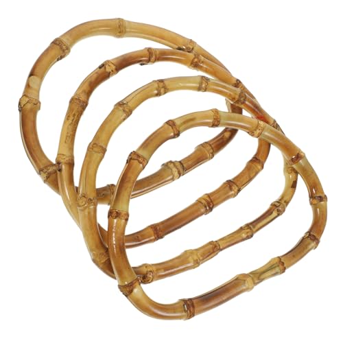 SAFIGLE 4 Stück Teiliges Bambus D förmiges Taschengriffe Dicke Tragegriffe mit Schlitz für Einfache Befestigung Leichter Lackierter Handtaschengriff Zubehör für DIY Handtaschen und von SAFIGLE