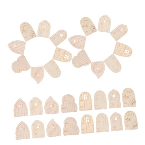 SAFIGLE 40 Stück Teiliges DIY Holz Miniatur Elfenhaus Türen Unbemalt Wetterfest für Baumstamm Garten Büro Party Dekoration Vielseitig zum Bemalen und Gestalten von SAFIGLE