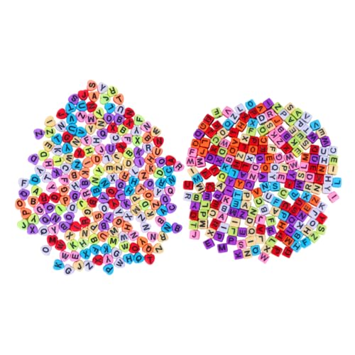 SAFIGLE 400 Stück Acryl Buchstabenperlen Quadratische Herzförmige Perlen DIY Schmuckherstellung Zubehör für Armbänder Bunte Spacer Perlen für Kreative Bastelideen von SAFIGLE