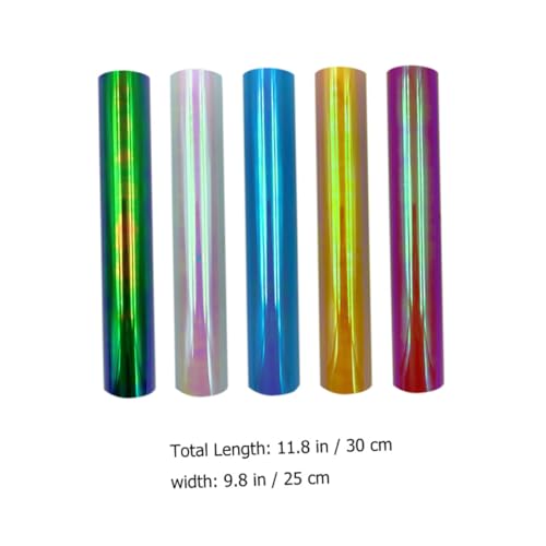 SAFIGLE 5 Rollen Holografische Selbstklebende Vinylfolie Bunte Transferfolie für Kleidung Dauerhaft Haftend für DIY Bastelarbeiten und Glasdekoration von SAFIGLE
