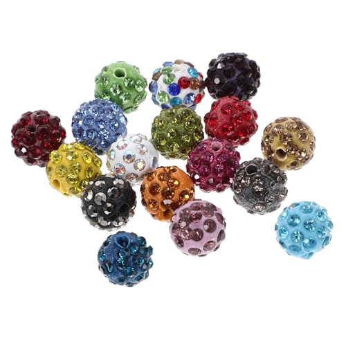 SAFIGLE 50 Stück Rund Strass Disco Ball Spacer Perlen aus Polymer Clay für Schmuckherstellung Armbänder Halsketten DIY Basteln mit Glatter Oberfläche und Langlebiger Verarbeitung von SAFIGLE